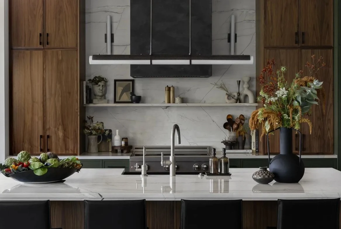 Styled vignette on a Houston stone countertop